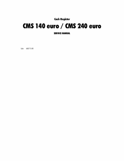 CMS CMS 140 Euro CMS 140-240 euro (686711S-00) Cash Registers Service Manual